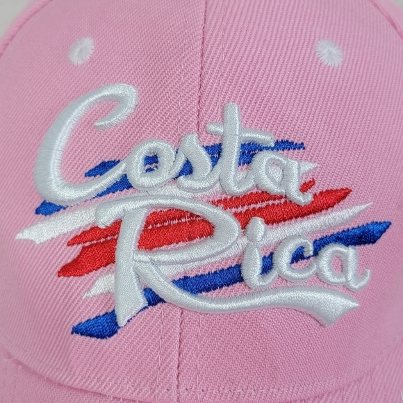 Costa Rica Pink Embroidered Patriotic Ball Cap By Mega Sport NEW - Picture 2 of 11